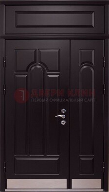 Парадная дверь с металлическими вставками ДПР-47 и фрамугой в Сургуте