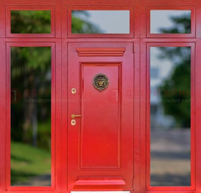Красная парадная дверь для частного дома ДПР-88 в Сургуте