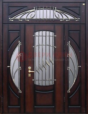 Парадная дверь со стеклянными вставками и ковкой ДПР-9 для улицы в Сургуте
