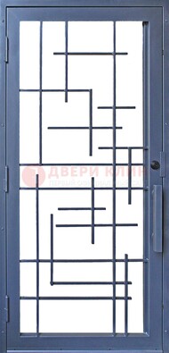 Современная железная решетчатая дверь синяя ДР-31 в Сургуте