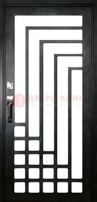 Черная стальная решетчатая дверь в современном стиле ДР-43 в Сургуте