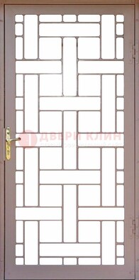 Коричневая металлическая решетчатая дверь для дома ДР-47 в Сургуте
