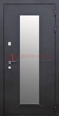 Черная стальная дверь порошок со стеклом ДС-33 в Сургуте