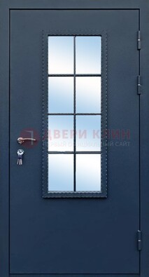 Темная металлическая дверь порошок со стеклом ДС-34 в Сургуте