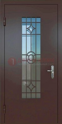 Входная металлическая дверь со стеклом для дома ДС-6 в Сургуте