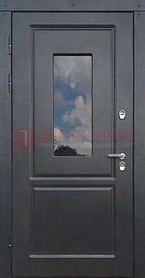 Чёрная металлическая дверь со стеклом ДС-77 в Сургуте