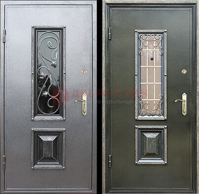 Звукоизоляционная металлическая дверь со стеклом и ковкой ДСК-12 в Сургуте