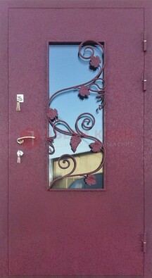 Железная дверь Порошок со стеклом и ковкой лозы ДСК-220 в Сургуте