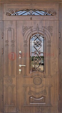 Распашная стальная дверь Винорит со стеклом и ковкой ДСК-232 в Сургуте
