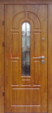 Железная дверь с Виноритом стеклом и ковкой для входа ДСК-261 в Сургуте