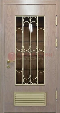 Железная дверь Винорит со стеклом и ковкой с решеткой ДСК-265 в Краснодаре