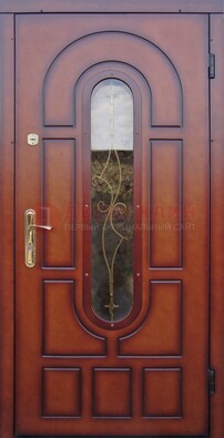 Яркая металлическая дверь Винорит со стеклом и ковкой ДСК-268 в Сургуте