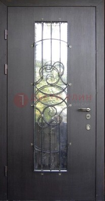 Остекленная стальная дверь с ковкой ДСК-26 в Сургуте