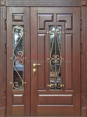 Стальная распашная дверь Винорит стекло и ковка ДСК-274 в Сургуте