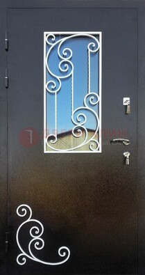 Входная дверь Порошок со стеклом и ковкой ДСК-278 в Сургуте