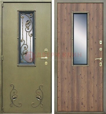 Офисная железная дверь со стеклом и ковкой ДСК-44 в Сургуте