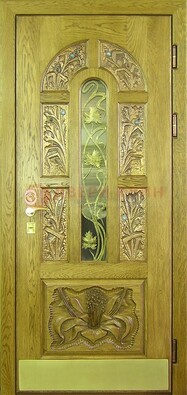 Металлическая дверь со стеклом и ковкой ДСК-90 в гостиницу в Сургуте