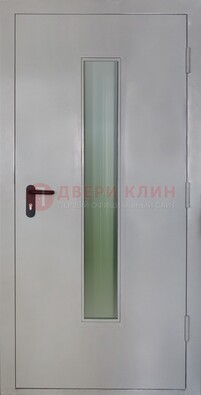 Белая металлическая противопожарная дверь со стеклянной вставкой ДТ-2 в Самаре