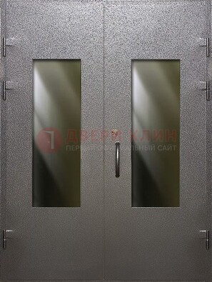 Серая тамбурная дверь со стеклянными вставками ДТМ-8 в Сургуте