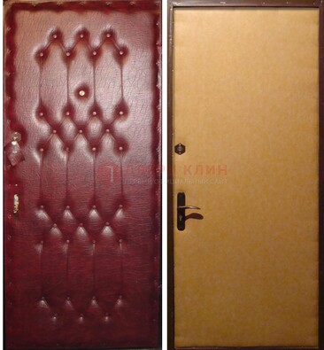 Бордовая металлическая дверь с винилискожей ДВ-1 в Сургуте