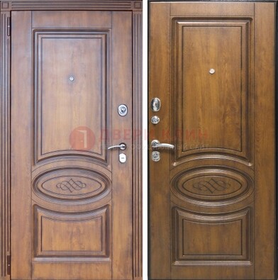 Коричневая металлическая дверь с виноритом ДВТ-10 в Сургуте