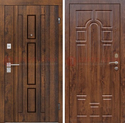 Стальная коричневая дверь с МДФ и коричневой МДФ внутри ДМ-1388 в Сургуте