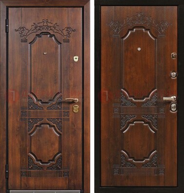 Коричневая железная дверь с виноритом и узором ДВТ-211 в Сургуте