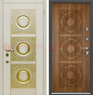 Белая входная дверь с виноритом и узором ДВТ-215 в Сургуте