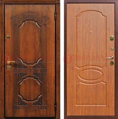 Коричневая уличная дверь с виноритом и узором ДВТ-220 в Сургуте