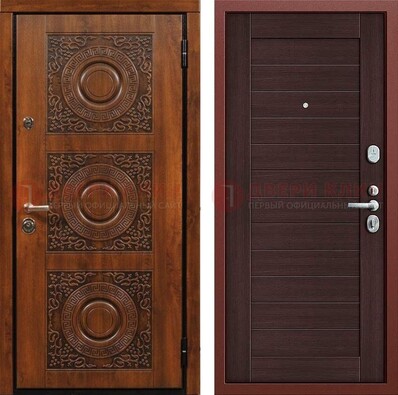 Коричневая уличная дверь с виноритом и узором ДВТ-222 в Сургуте