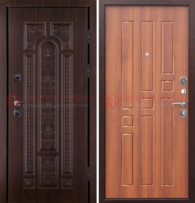 Темная металлическая дверь с виноритом и узором ДВТ-224 в Сургуте