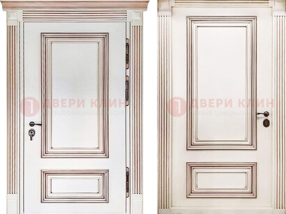 Белая металическая дверь с виноритом для дома ДВТ-239 в Сургуте