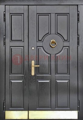 Черная металическая дверь с виноритом для дома ДВТ-241 в Тольятти