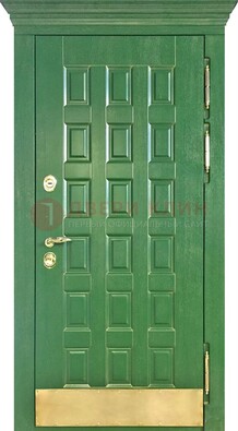 Входная зеленая дверь с виноритом для коттеджа ДВТ-249 в Казани
