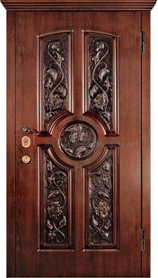 Филенчатая металлическая дверь с виноритом и резьбой ДВТ-69 в Лыткарино