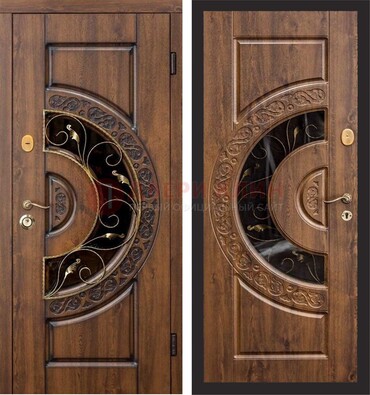 Металлическая дверь с виноритом и панелью Золотой Дуб ДВТ-71 в Сургуте