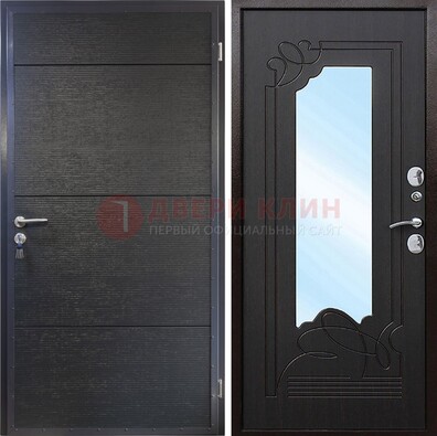 Темная Железная дверь c виноритом и МДФ с зеркалом ДЗ-119 в Сургуте