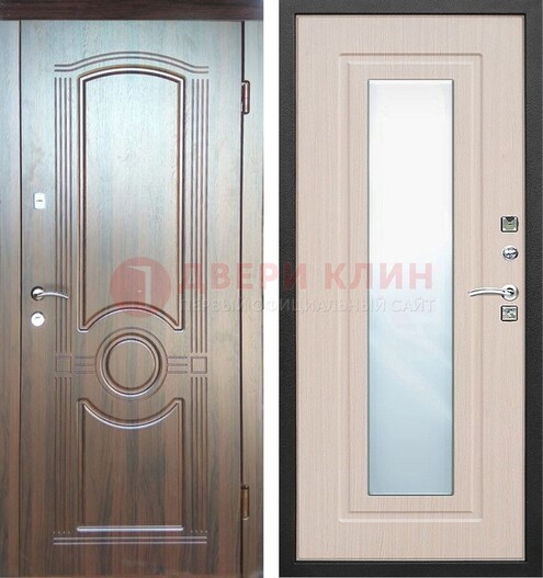 Светло-коричневая дверь c виноритом с узором и филенчатой МДФ ДЗ-120