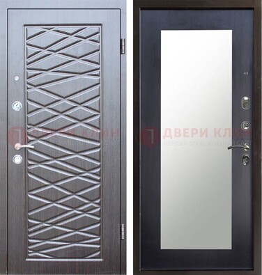Современная серая входная дверь МДФ с зеркалом ДЗ-145 в Сургуте