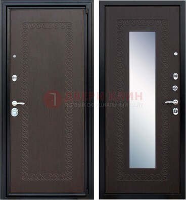 Темная стальная дверь с зеркалом ДЗ-20 в Сургуте