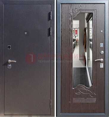 Черная входная дверь с зеркалом МДФ внутри ДЗ-29 в Сургуте