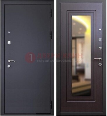 Черная железная дверь с зеркалом ДЗ-30 в Сургуте