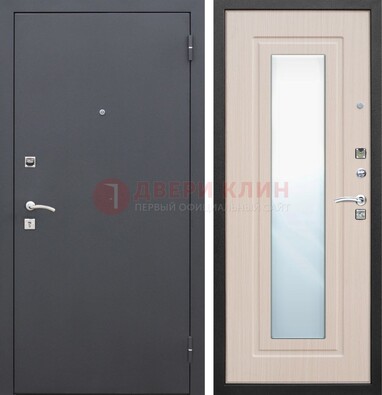 Черная входная дверь с зеркалом МДФ внутри ДЗ-31 в Сургуте