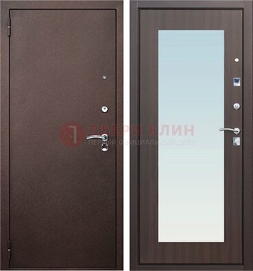 Коричневая входная дверь с зеркалом МДФ внутри ДЗ-40 в Сургуте