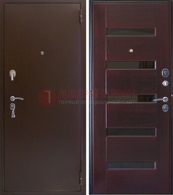 Темная железная дверь с зеркалом ДЗ-42 в Сургуте