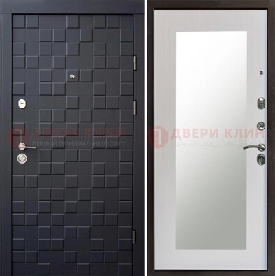 Черная стальная дверь МДФ и зеркалом ДЗ-50 в Сургуте