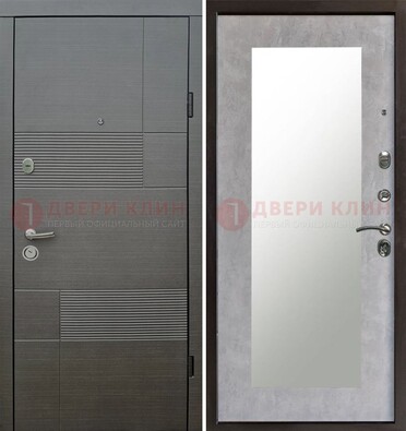 Серая входная дверь с МДФ панелью и зеркалом внутри ДЗ-51 в Сургуте