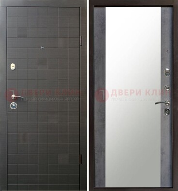 Серая железная филенчатая дверь с зеркалом ДЗ-53 в Рязани