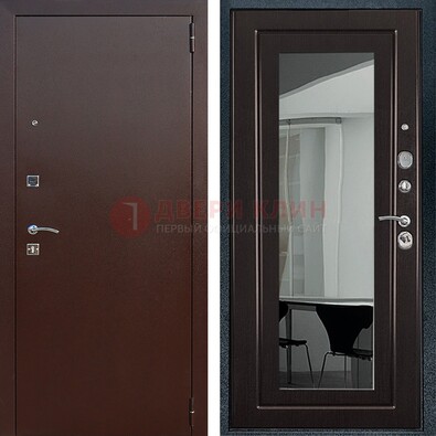 Металлическая дверь с порошковым напылением с МДФ и зеркалом ДЗ-61 в Сургуте