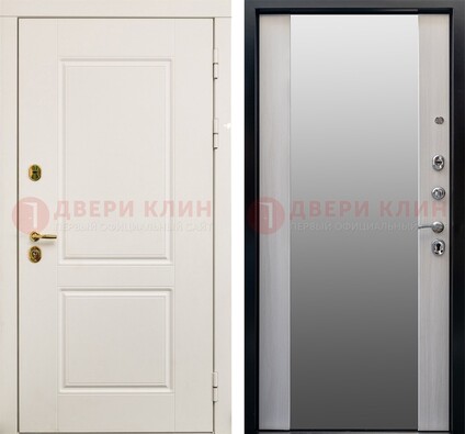 Белая стальная дверь с большим зеркалом ДЗ-73 в Сургуте
